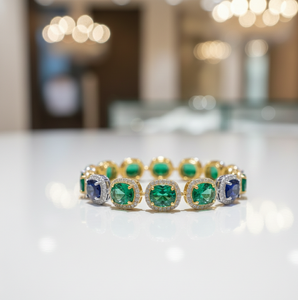 Brazalete de Plata de Ley 925 con Hidrochapado Verde y Azul y Circonitas, Diseño de Gema Kada para Mujer - Product Image 5