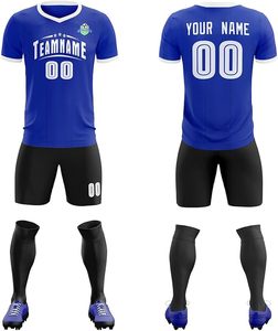 Ensemble de maillots de football unisexes personnalisés, col en V, sans manches, impression sublimée, évacuation de l'humidité, coupe athlétique, nom et numéro de l'équipe, 100% polyester - Product Image 3