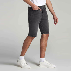 Shorts Bermuda en toile délavée gris foncé pour homme, taille mi-haute, cordon de serrage, décontracté, avec poches, 100 % coton, coupe-vent et respirant - Product Image 2