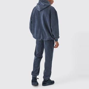 Sudadera con Capucha Azul Marino para Hombre, Color Sólido, Felpa de Algodón, Corte Casual, Manga Regular, Diseño con Bolsillo, Transpirable, Talla Grande, Otoño - Product Image 5