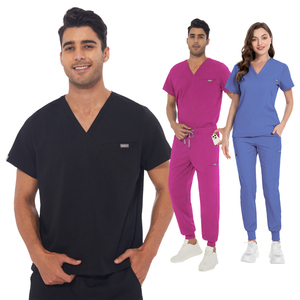 Women's Teal <b>Scrub</b> <b>Set</b> With Pink Accents Hospital Uniform Pants And Top Medical Workwear For Nurses - Product Image 5