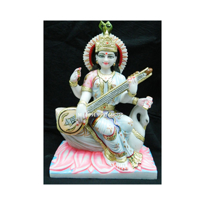 Hermosas estatuas Maa Saraswati Ji de mármol blanco natural hechas a mano en presupuesto de bajo precio con estatuas de diosa de mármol de alta calidad - Product Image 2