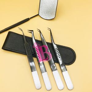 Pince à épiler noire de style nouveau, pince à épiler de qualité supérieure, pince à épiler pour extensions de cils en vison de haute qualité, pochette miroir noire, logo privé - Product Image 5