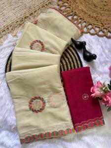 Sari en soie brodé Rangoli pour femmes - Product Image 5