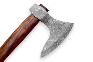 Hache tactique en acier Damas forgé à la main, manche en bois de qualité supérieure, hache de chasse de haute qualité pour le camping et le bushcraft - Product Image 6