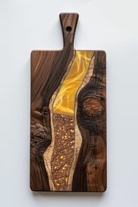 Planche à découper en bois avec résine époxy, finition lisse, durable, compatible lave-vaisselle, article cadeau de luxe pour la cuisine - Product Image 2