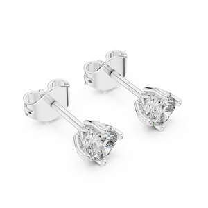 Luxury <b>Silver</b> Solitaire Diamond <b>Stud</b> <b>Earrings</b> Minimalist Womens Fine Jewelry - Product Image 3