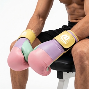 Guantes de Boxeo de Cuero Rosa, Morado y Verde Dumela International de 16 Oz, Equipo de Entrenamiento Profesional con Diseño de Logotipo - Product Image 4