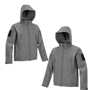 Veste polaire coupe-vent à capuche pour homme, couleur unie, fermeture éclair, style vêtement de travail, pour l'automne, coupe classique, extérieur en polyester - Product Image 5