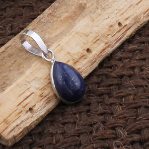 จี้รูปหยดน้ำทำจากลาพิส ลาซูลีธรรมชาติจากอัฟกานิสถาน ประดับด้วยไพไรต์ พร้อมสร้อยเงินแท้ 925 สำหรับทำเครื่องประดับ - Product Image 3