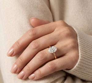 14K Yellow Gold 1.50CT Oval Cut Moissanite Engagement <b>Ring</b> Solitaire 4 Prong Wedding <b>Ring</b> Minimalist <b>Dainty</b> Delicate - Product Image 6