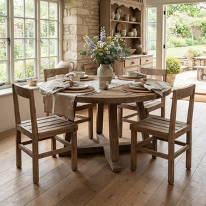 Silla de Comedor de Madera Maciza, Moderna y Rústica, con Respaldo, Silla de Cocina de Madera, Asiento Estilo Teca Natural, Muebles para Comedor - Product Image 3