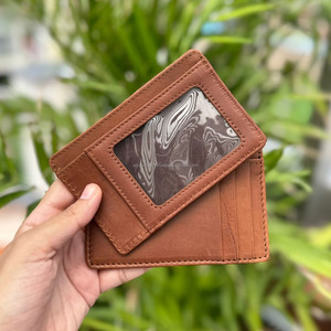 Tarjetero de cuero genuino de grano completo marrón minimalista personalizado para hombre, billetera RFID de bolsillo frontal de cuero Delgado personalizado Vintage para hombre - Product Image 3