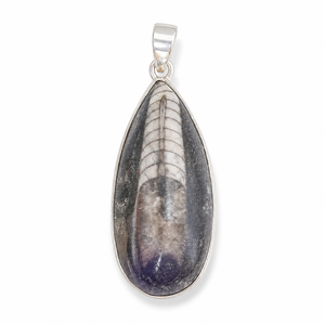 Pendentif en pierre précieuse naturelle Orthocères, argent sterling 925, plaqué or rose et or jaune, cabochon en forme de larme, bijoux faits à la main pour hommes - Product Image 1
