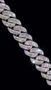 Iced Out Cuban Link Chain 925 Sterling Silver VVS Moisasnite Diamond Men's Hip Hop Style Chain Party Wear - Product Image 3