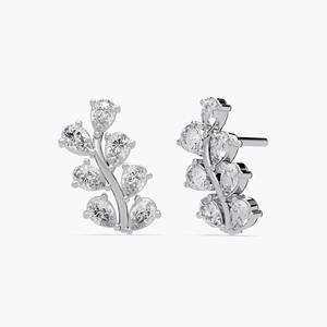 Pendientes de Diamante Cultivado en Laboratorio, Oro de 14K, 0.50ct, Forma de Hoja, Inspirados en la Naturaleza, para Boda, Aniversario, Uso Diario, Regalo - Product Image 2