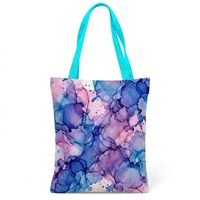 Sac fourre-tout en toile de polyester réutilisable à texture marbrée, motif abstrait en encre d'alcool, idéal pour les amateurs d'art moderne et les cadeaux