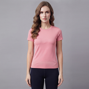 Camiseta Deportiva de Manga Corta para Mujer, Camiseta de Cuello Redondo de Algodón y Poliéster Ecológicos, Ropa Deportiva para Mujer, Estilo Deportivo - Product Image 1