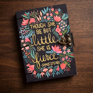 <b>A5</b> Floral Art Handmade Paper Journal | Eco Friendly Hardcover Lock Diary Notebook with Decorative Quote Cover Artistic Gift Pack - Product Image 1