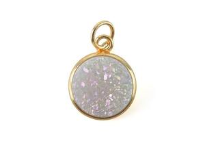 Natural Druzy Quartz Round Bezel Set Pendant Gold Plated Crystal Stone Charm for <b>Necklace</b> Earring Jewelry Making - Product Image 6