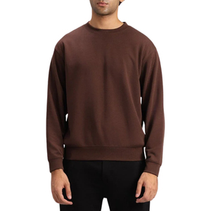 Sudadera de Hombre Oversize con Cuello Redondo y Manga Raglán, Color Liso, Casual, de Algodón Tejido, Invierno, Bordada, Ecológica - Product Image 1