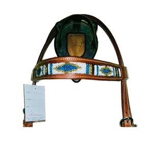 Cabecera de caballo occidental de alta calidad tallada a mano y cuero con cuentas Venta superior para montar a caballo - Product Image 2