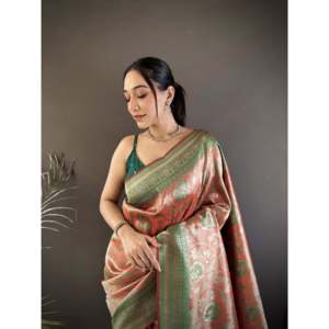 Vrundavan Dharmavaram Soft Silk <b>Saree</b>-Elegant Handwoven Silk <b>Saree</b> - Product Image 5