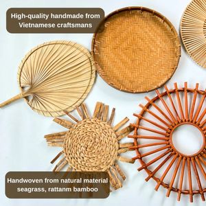 Wholesale Handmade Bamboo Rattan <b>Wall</b> <b>Decor</b> Set of 9 Pieces for Luxury Living Room, Hotel, Resort & Interior Design Projects - Product Image 2