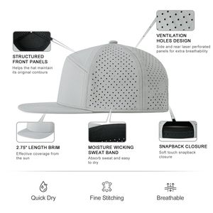 Casquette Snapback 6 Panneaux Gris Clair Respirante en Maille Ajustée Unisexe Décontractée pour Extérieur Printemps-Été Adulte - Product Image 3