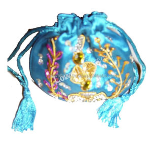 Bolsa de Satén con Cordón y Bordado Personalizado, Bolsa de Monedas de Tela Étnica, Bolsa de Noche Bordada a Mano para Mujer, para Bodas - Product Image 2