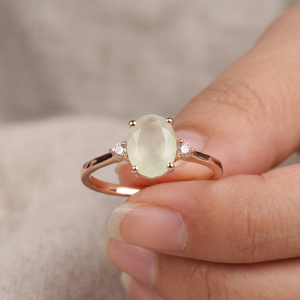 Women's Classic Ethnic Natural Faceted <b>Opal</b> Cubic Zircon Gemstone Prong Set Oval IGI Certified 925 Sterling Silver Rose <b>Gold</b> - Product Image 1