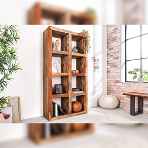 Étagère Vandana Elegant Spirit MAKASSAR 180cm en bois de Sheesham finition fumée 8 compartiments fabriquée à la main - Product Image 3