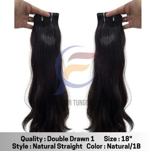 100% Extensions de cheveux Remy vierges humains purs faisceaux droits naturels indonésiens Double trame cuticule alignée Original naturel - Product Image 3