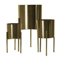 Support de pot de fleurs en métal décoratif nordique minimaliste, finition émaillée, trou de drainage pour plantes d'intérieur/extérieur, support de plantes moderne pour la maison