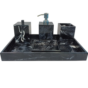 ชุดอีพ็อกซี่เรซิ่นทำมือสุดหรูชุดห้องน้ำอุปกรณ์เสริมโต๊ะเครื่องแป้งแบบฝังเปลือกสมัยใหม่สำหรับตกแต่งบ้านโรงแรมและร้านอาหารที่หรูหรา - Product Image 3