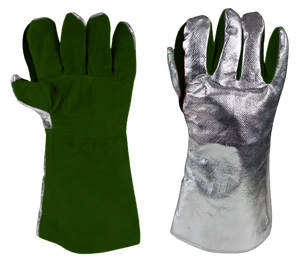 Heavy Duty Industrial Aluminized Spark Resistant Split Leather Safety Cuff TIG Welding <b>Gloves</b> Anti-Cut Anti-Vibration Heat Nomex - Product Image 5