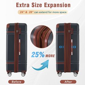 Bagaglio rigido con serratura TSA, valigia leggera espandibile da 28 "con ruote Spinner, bagaglio singolo Vintage, nero - Product Image 3