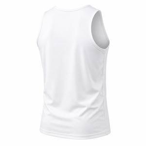 <b>Men's</b> <b>White</b> Solid O-Neck <b>Tank</b> <b>Top</b> 100% Polyester Breathable Knitted Front Logo Heat-Transfer Printed Casual Style - Product Image 4