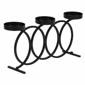 Candelabro Moderno de Metal Negro con 3 Brazos, Diseño de Anillo de Hierro, Decoración Ecológica para el Hogar, Centro de Mesa, Decoración Romántica - Product Image 1