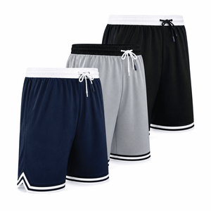 Shorts de sport respirants pour hommes en maille 100 % polyester, couleur unie, taille à cordon de serrage, pour adultes, toutes saisons, coupe classique - Product Image 5
