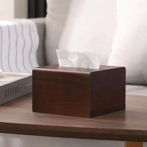 Boîte à mouchoirs rectangulaire décorative en bois avec couvercle à charnière, distributeur de serviettes de style antique - Product Image 4