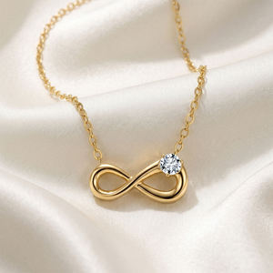 Collier Infinity en Or Blanc 14K Plaqué Or pour Femmes AMBER JEWELS, Certifié IGI, Diamant Synthétique Taille Brillant, Minimaliste - Product Image 4