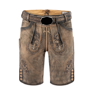 Shorts bavarois Oktoberfest pour hommes, style moderne, en daim léger, couleurs vives, avec sangles brodées, taille mi-haute - Product Image 1