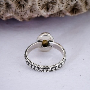 Bague en argent sterling 925 avec citrine naturelle, design Rawa, pierre précieuse ovale faite à la main, bijoux vintage bohème - Product Image 3