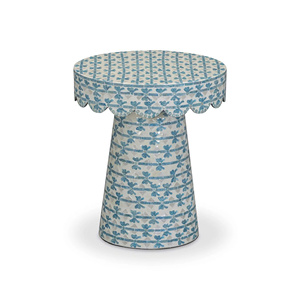 Table d'appoint artisanale en nacre, tabouret décoratif en coquillages Capiz, meuble en mosaïque de coquillages pour la décoration du salon et de la chambre - Product Image 2