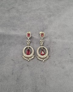 Boucles d'oreilles pendantes tendance pour femme, design halo rond et goutte d'eau, bijoux fantaisie pour soirée, vente en gros - Product Image 3