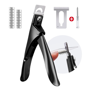 Cortadores de puntas de uñas acrílicas con revestimiento de color negro, con imanes pequeños, de 5.12 pulgadas, para uso en salones de belleza, cortadores de puntas de uñas postizas. - Product Image 1
