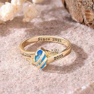 Anillo de Graduación Universitario Personalizado BOJ School Ring 052, Anillo de Colegio Secundario para Ella, con Piedra de Nacimiento, Plata 925, ¡Oferta! - Product Image 1
