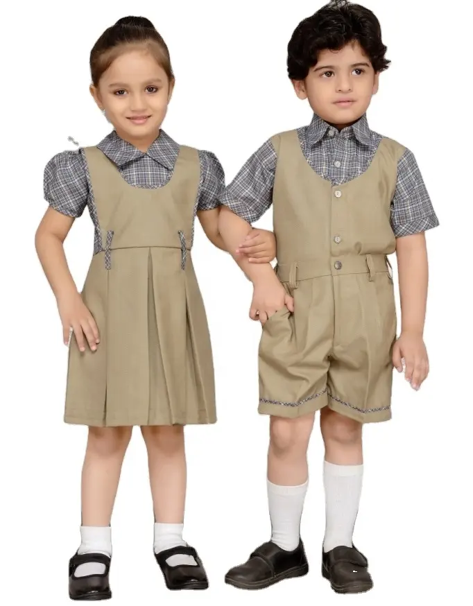 Custom Logo Designs Boys and Girls Dress OEM Service Wholesale School Uniform Supplier In India