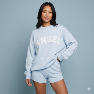 Ensemble haut à col montant et short pour femme, mettant en valeur une texture de matériau distinctive et un ensemble deux pièces équilibré - Product Image 1